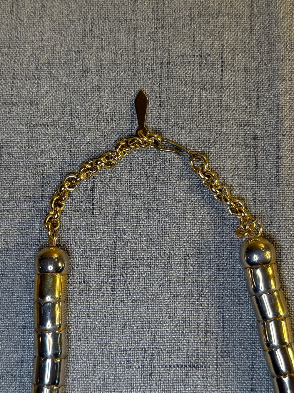 Vintage 80s Tubogas Omega Necklace Attributed to Monet Ball Bead Choker w\charm - Picture 7 of 9